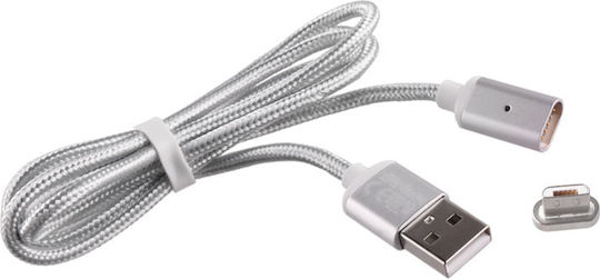 Volte-Tel Împletit / Magnetic - Magnet USB 2.0 spre micro USB Cablu Argint 1m (8228322) 1buc