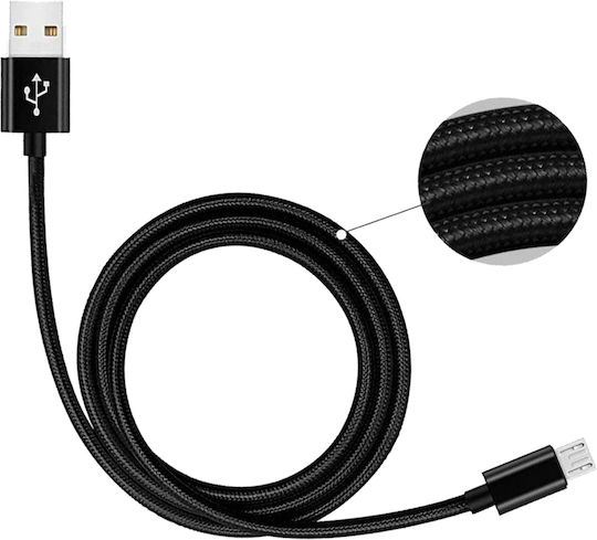 Regular USB 2.0 to micro USB Cable Μαύρο 2m (S-51)