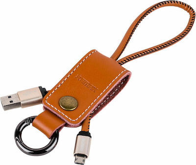 Remax Western RC-034m Schlüsselanhänger USB 2.0 auf Micro-USB-Kabel Braun 0.34m 1Stück