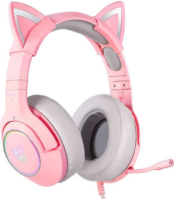 Onikuma K9 Über Ohr Gaming-Headset mit Verbindung 3,5mm / USB Rosa