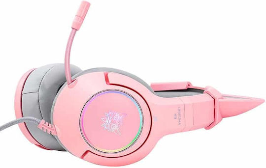Onikuma K9 Auf dem Ohr Gaming-Headset mit Verbindung 3,5mm / USB Rosa