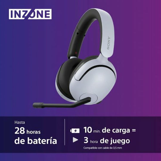 Sony Inzone H5 Безжичен Надушници Геймърски слушалки с връзка 3,5 мм / USB Бял