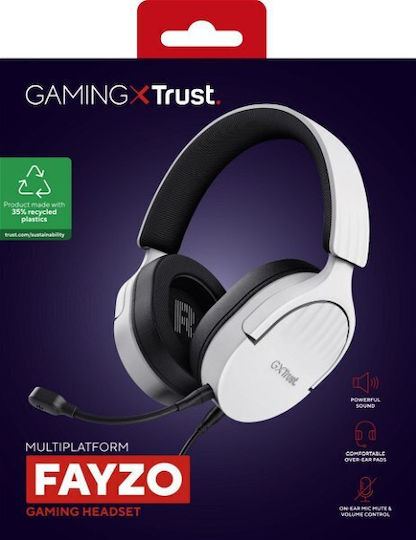Trust GXT 489 Fayzo Over Ear Gaming Headset με σύνδεση 2x3.5mm Λευκό