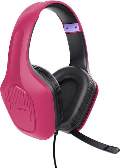Trust GXT 415 Zirox Over Ear Gaming Headset με σύνδεση 3.5mm Ροζ for Nintendo Switch / PC / PS4 / PS5 / XBOX
