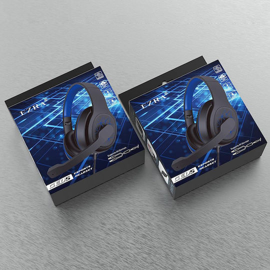 Ezra Konigsaigg K8001 Over Ear Gaming Headset με σύνδεση 2x3.5mm Μπλε