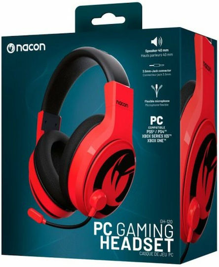 Nacon GH-120 Over Ear Gaming Headset με σύνδεση 3.5mm / USB Κόκκινο for PC / PS4 / XBOX