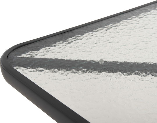 Masă Pentru Spații Exterioare Mici Metalică Cu Suprafață Din Sticlă Gri 80x80x71cm
