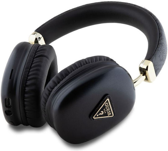 Guess 4G Gold Triangle Logo Безжични / Жични Over Ear Слушалки с 32 часа Работа и Бързо Зареждане Черни