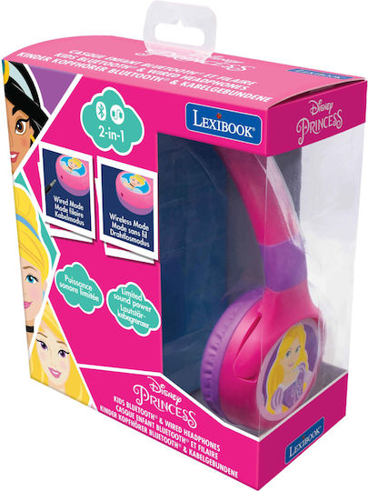 Lexibook Disney Princess Безжични Жични Детски Over Ear Слушалки с 12 Часа Време за Работа Розови