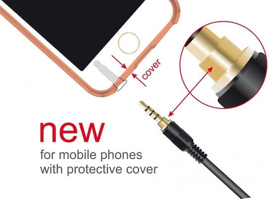 DeLock Audio Cable TRRS 3.5mm Male - 3.5mm Male Black 1m With Gold Plated Terminals 85610