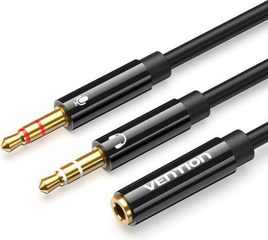 Vention 3.5mm Female to 2x 3.5mm Male Audio Cable Black 0.3m BBTBY