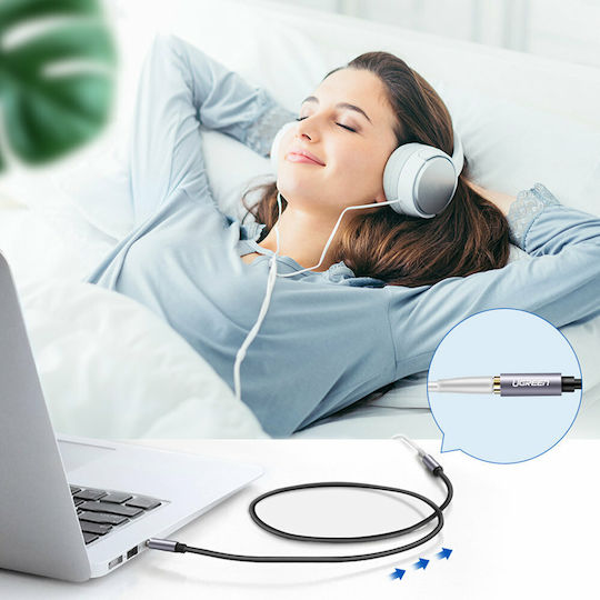 Ugreen TRRS 3.5mm Male to 3.5mm Female Audio Cable Blue 0.5m with Gold Plated Terminals 40672