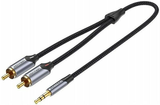 Vention Καλώδιο Ήχου 3.5mm male - 2x RCA male Γκρι 3m με Επίχρυσους Ακροδέκτες BCNBI