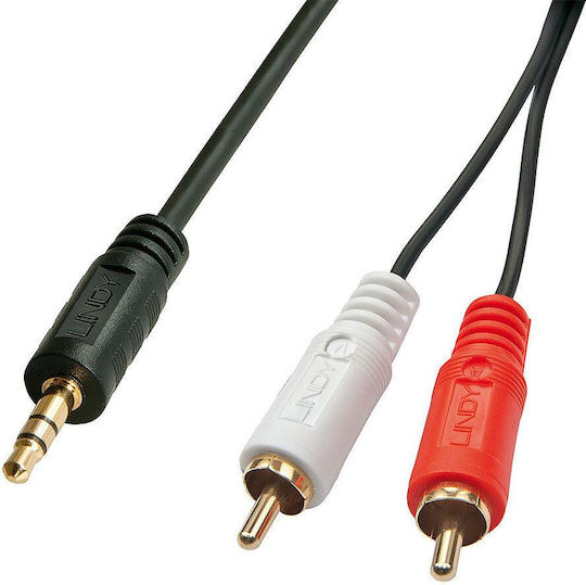 Lindy Lindy 3.5mm Male to RCA Male Audio Cable Blue 2m with Gold Plated Terminals
