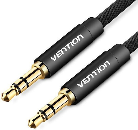 Vention Vention 3.5mm Jack Cable - 3.5mm Male to 3.5mm Male Black 0.5m with Gold Plated Terminals