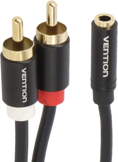 Vention Καλώδιο Ήχου 3.5mm female - 3x RCA male Μαύρο 1.5m VAB-R01-B150