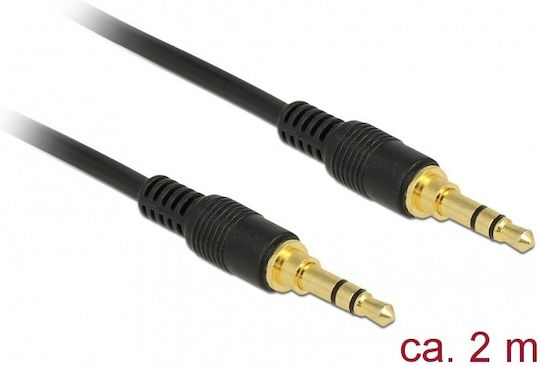 DeLock Καλώδιο Ήχου 3.5mm male - 3.5mm male Μαύρο 2m με Επίχρυσους Ακροδέκτες 85549