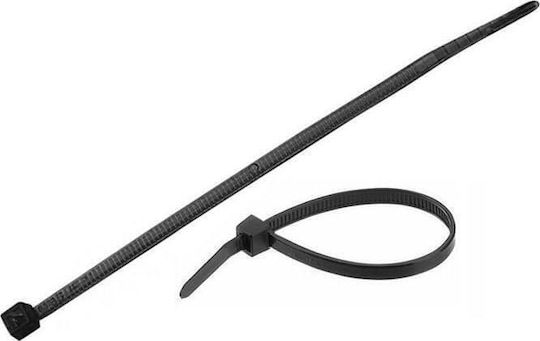 AMiO Plastic Cable Ties 200mm x 4.8mm in Black Colour (100 pcs)