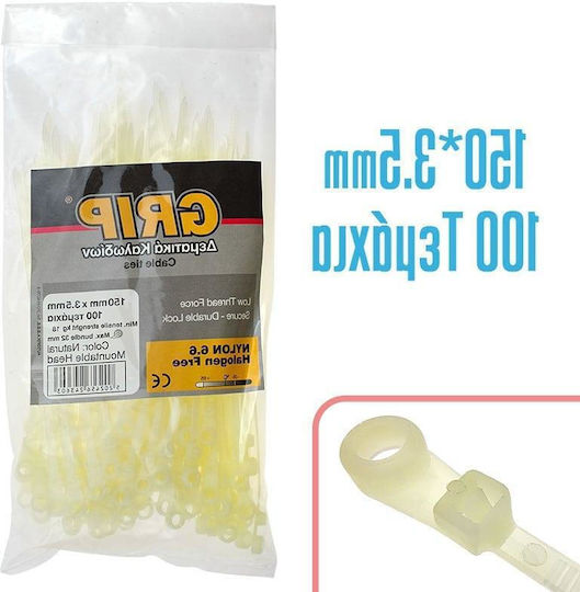 Grip Plastic Cable Ties 150mmx3.5mm in Transparent Colour (100pcs) 1021.104