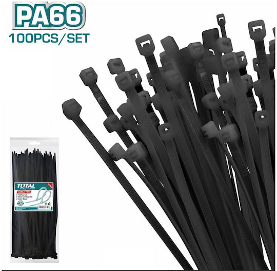 Total Pack of 100pcs Black Plastic Cable Ties 350x4.8mm THTCTB35048