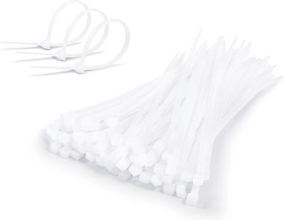 Eco Light Pack of 100pcs White Plastic Cable Ties 150x3.6mm