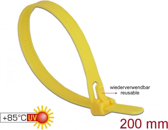 DeLock Δεματικά Καλωδίων Πλαστικά 200mmx7.5mm σε Κίτρινο χρώμα (100τμχ) (18759)