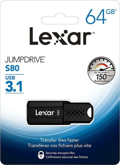 Lexar JumpDrive S80 64GB USB 3.1 Stick Μαύρο
