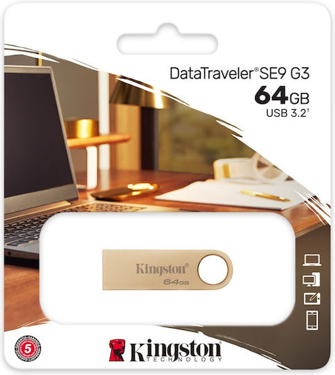 Kingston Datatraveler Se9 G3 64GB USB 3.2 Stick Gold