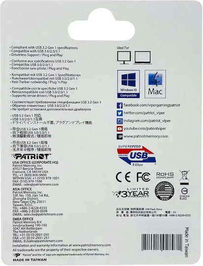 Patriot Rage Lite 128GB USB 3.2 Stick Μαύρο