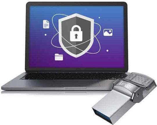 Lexar JumpDrive Dual Drive D35c 128GB USB 3.0 Stick με σύνδεση USB-A & USB-C Ασημί
