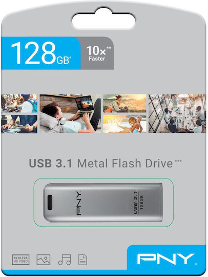 PNY Elite Steel 128GB USB 3.0 Stick Ασημί
