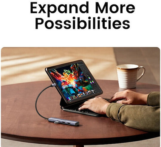 Ugreen Hub 5 Ports USB 3.0 with USB-C Connection Silver
