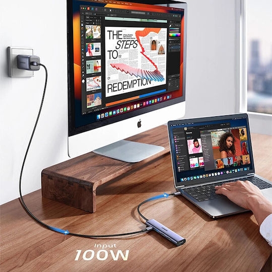 Ugreen Hub 5 Ports USB 3.0 with USB-C Connection Silver