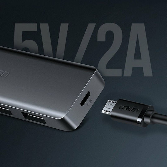Ugreen CM219 Hub 4 Anschlüsse USB 3.0 mit USB-A Anschluss Grau