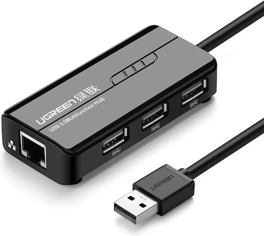 Ugreen USB 2.0 Hub 3 Porturi cu conexiune USB-A / Ethernet