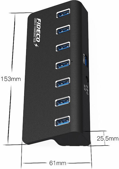 Fideco Hub 7 Θυρών USB 3.0 με σύνδεση USB-A