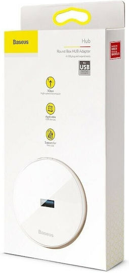 Baseus Round Box Hub 3 Θυρών USB 3.0 με σύνδεση USB-A Λευκό