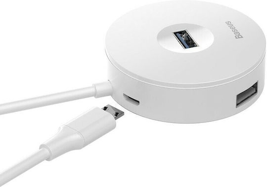 Baseus Round Box Hub 3 Θυρών USB 3.0 με σύνδεση USB-A Λευκό