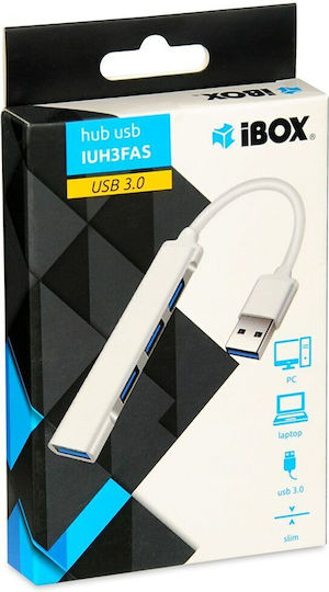 iBox USB-Hub 4 Anschlüsse USB 2.0 mit USB-A Anschluss Weiß