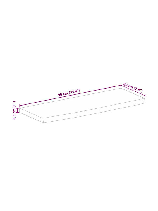 vidaXL Dreptunghiulară Suprafața mesei din Lemn Masiv Mango 90x20x2.5cm 370515 1buc