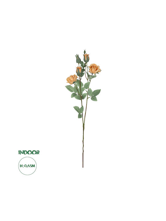 GloboStar Ramură Decorativă Artificială Trandafir Green 65cm 1buc