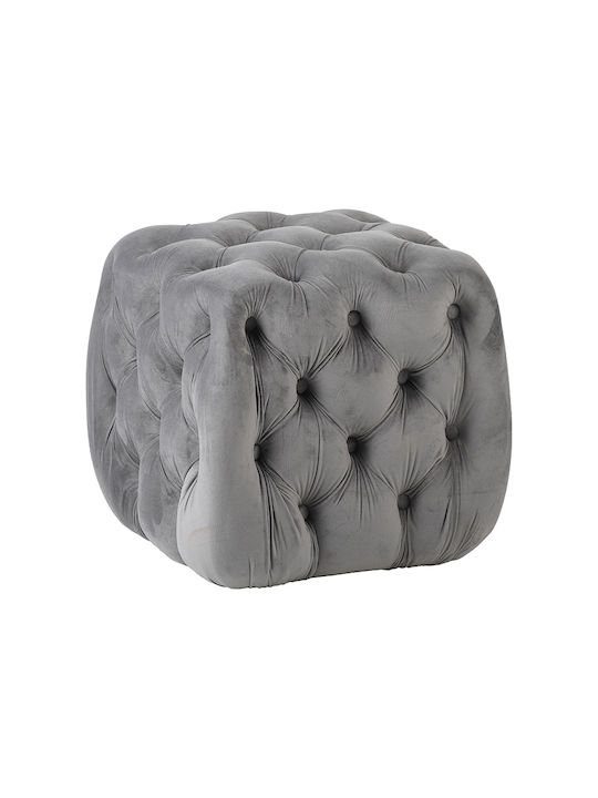 Σκαμπό Σαλονιού Επενδυμένο με Βελούδο Astra Grey 45x45x45εκ.