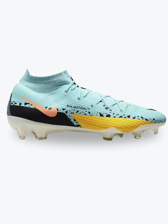 Nike Phantom GT2 Pro DF FG Ψηλά Ποδοσφαιρικά Παπούτσια με Τάπες Τιρκουάζ