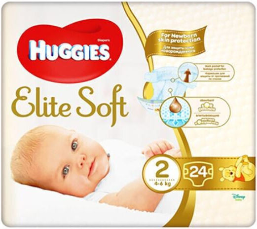 Huggies Klebeband-Windeln Elite Soft Nr. 2 für 4-6kg 24cm