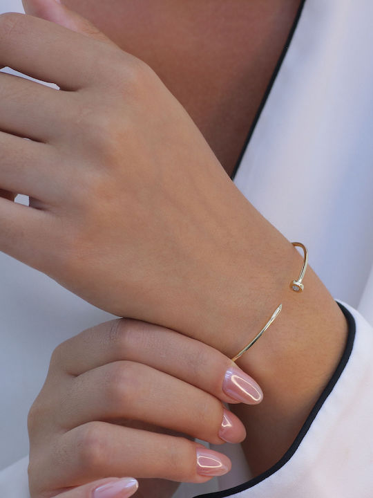 Damen Armband Handschellen aus Gold 14K mit Zirkon