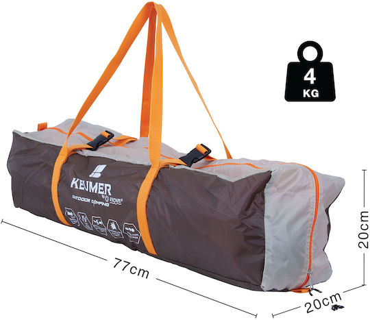 Keumer Αυτόματη Σκηνή Camping Igloo Καφέ με Διπλό Πανί 3 Εποχών για 3 Άτομα 220x210x120εκ.