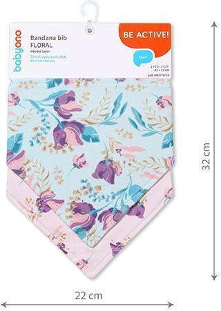 Babyono Μπαντάνα από 100% Βαμβάκι με Κουμπί Floral 2τμχ