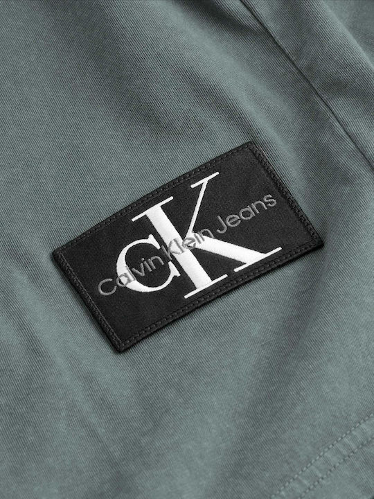 Calvin Klein Monologo Badge T-shirt Bărbătesc cu Mânecă Scurtă Gri