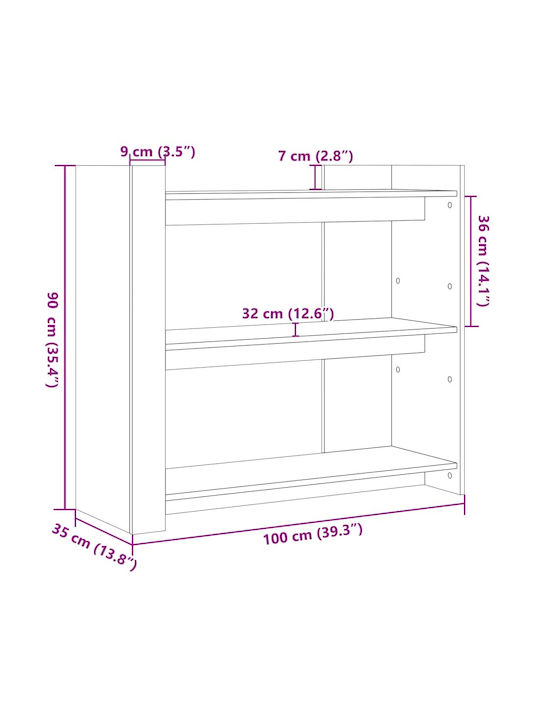 Rectangular Side Table Wooden Gray L100xW35xH90cm.
