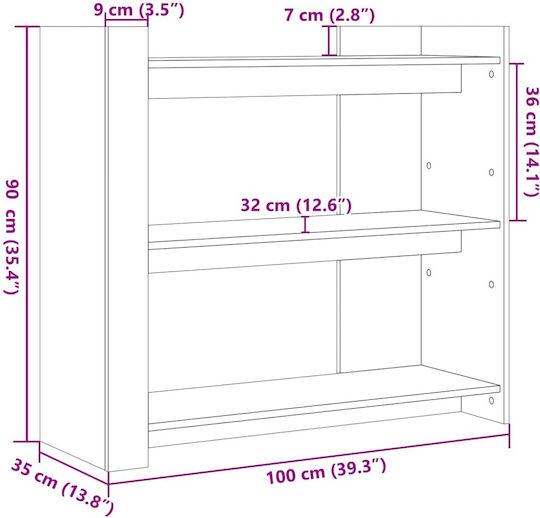 Rectangular Side Table Wooden Gray L100xW35xH90cm.